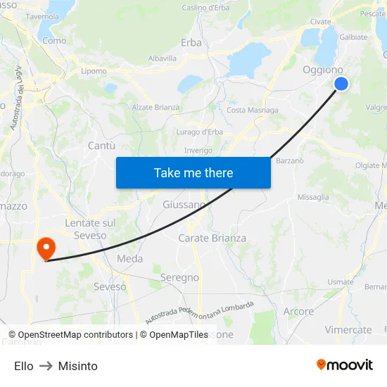 Ello to Misinto map