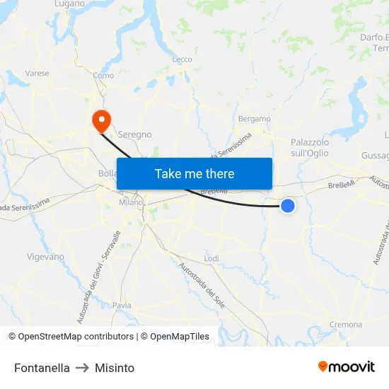 Fontanella to Misinto map