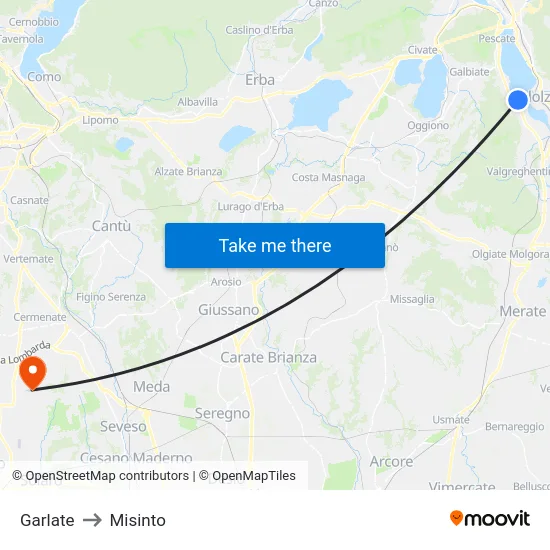Garlate to Misinto map