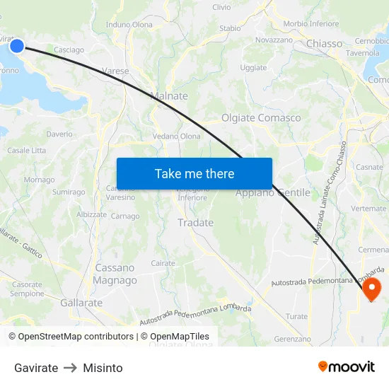 Gavirate to Misinto map