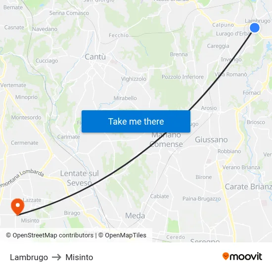 Lambrugo to Misinto map