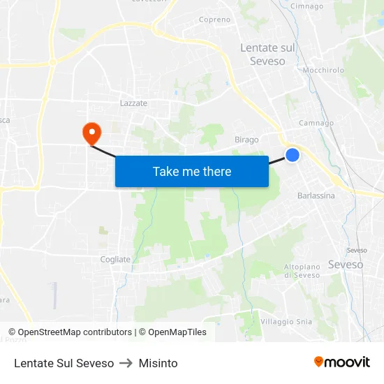 Lentate Sul Seveso to Misinto map