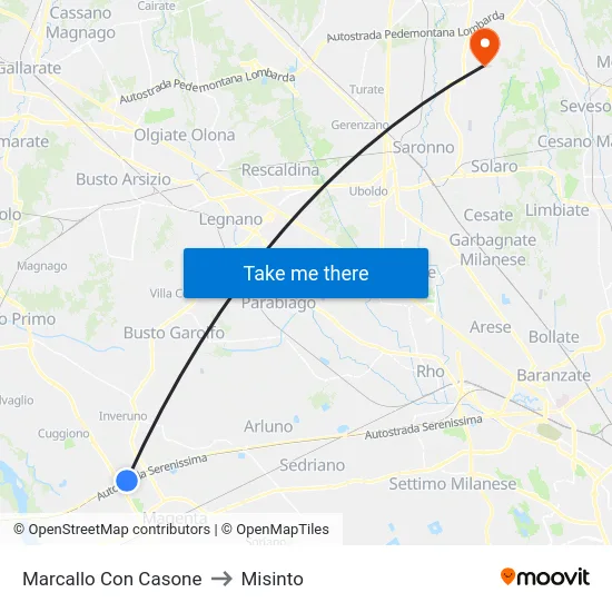 Marcallo con Casone to Misinto map