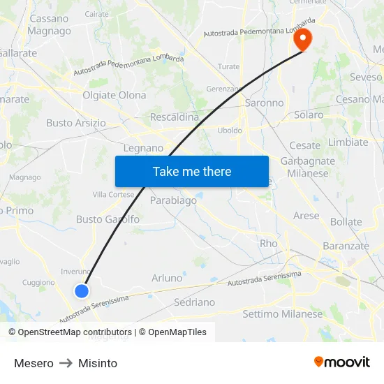 Mesero to Misinto map