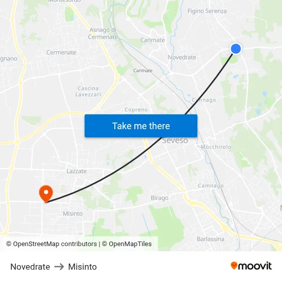 Novedrate to Misinto map