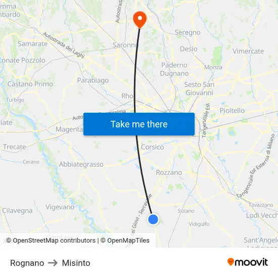 Rognano to Misinto map