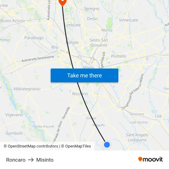 Roncaro to Misinto map