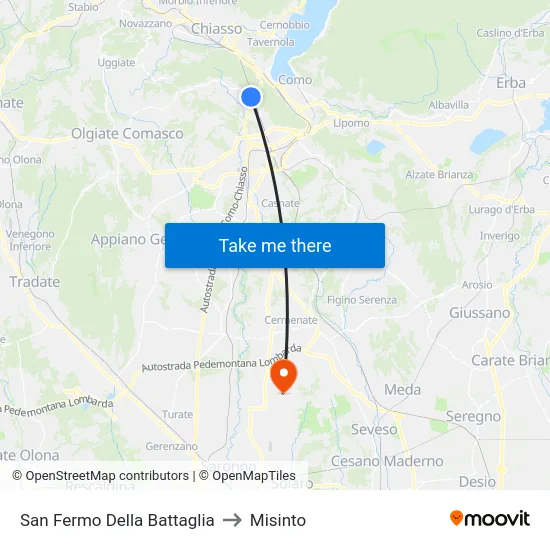 San Fermo Della Battaglia to Misinto map