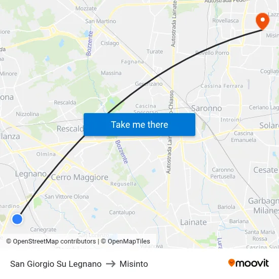 San Giorgio Su Legnano to Misinto map