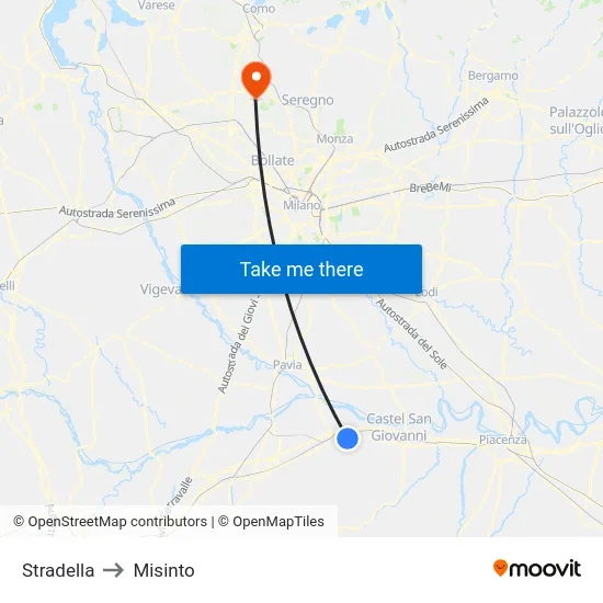 Stradella to Misinto map