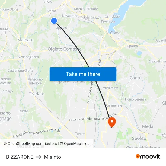BIZZARONE to Misinto map