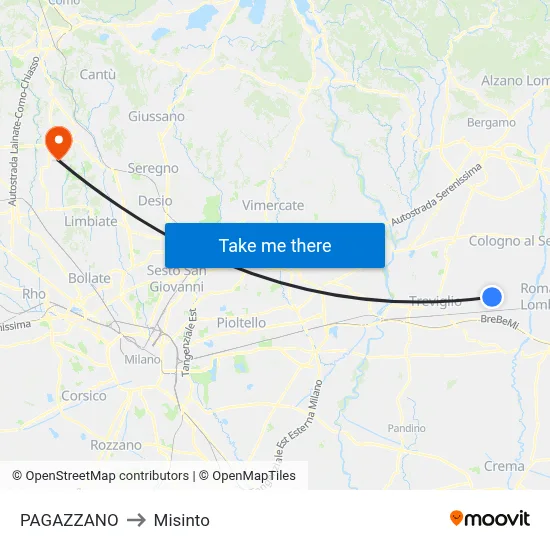 PAGAZZANO to Misinto map