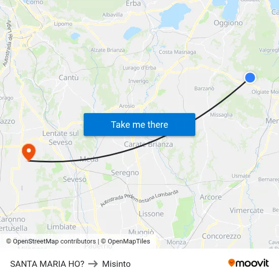 Santa Maria Ho? to Misinto map