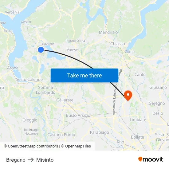 Bregano to Misinto map