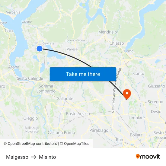 Malgesso to Misinto map