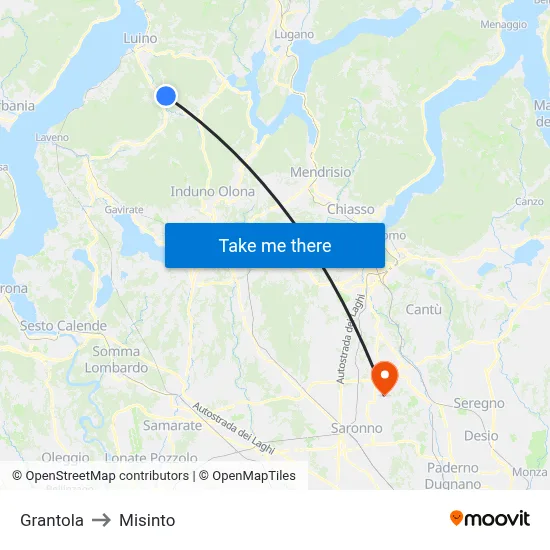 Grantola to Misinto map