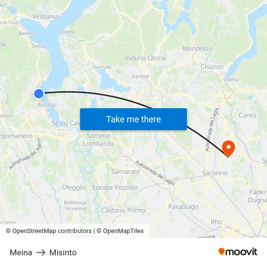 Meina to Misinto map