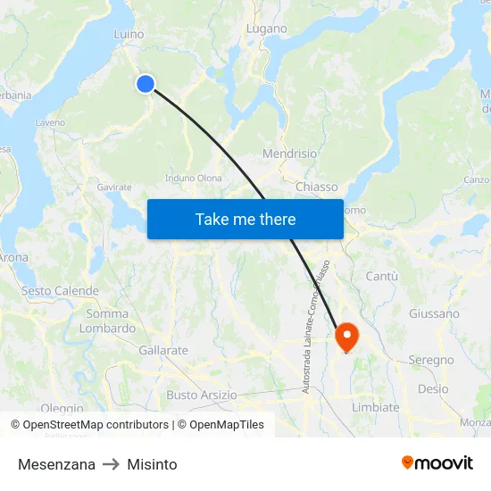 Mesenzana to Misinto map
