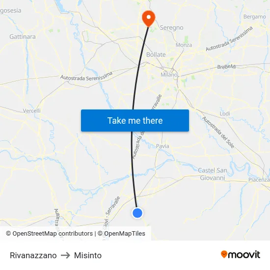Rivanazzano to Misinto map