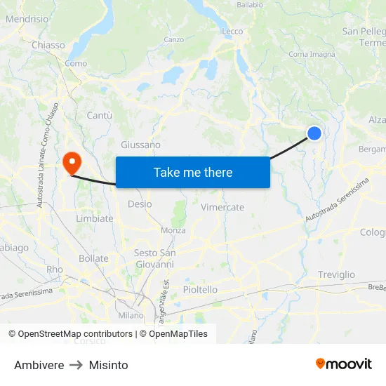 Ambivere to Misinto map