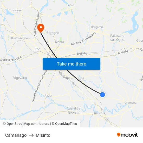 Camairago to Misinto map
