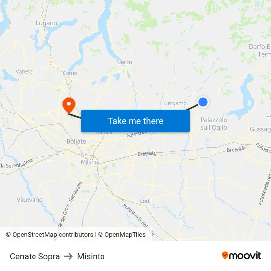 Cenate Sopra to Misinto map