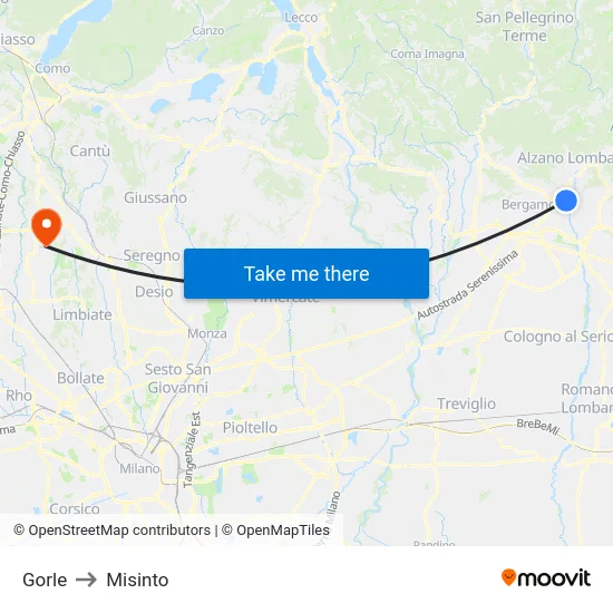 Gorle to Misinto map
