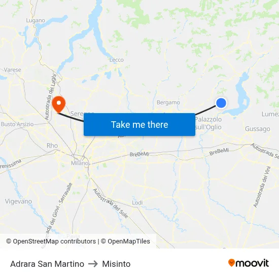 Adrara San Martino to Misinto map