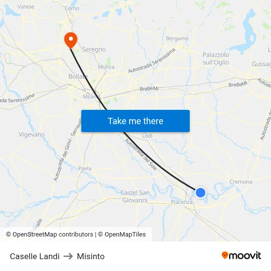 Caselle Landi to Misinto map