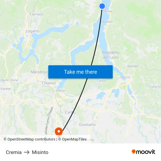 Cremia to Misinto map