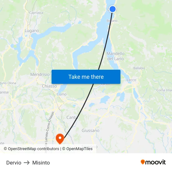 Dervio to Misinto map