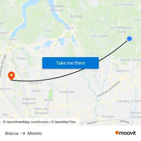 Bracca to Misinto map