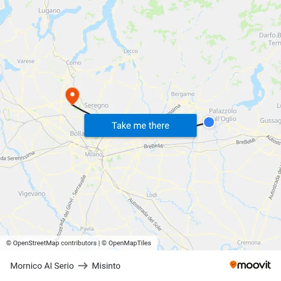 Mornico Al Serio to Misinto map