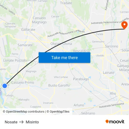 Nosate to Misinto map