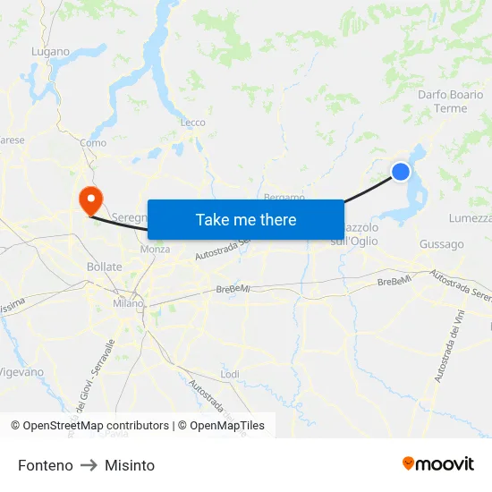 Fonteno to Misinto map