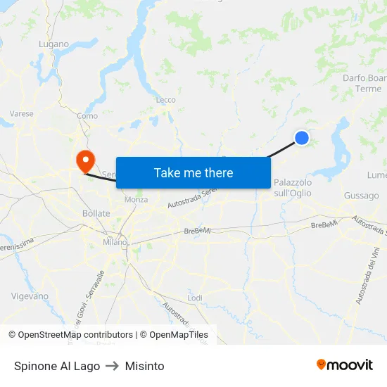 Spinone Al Lago to Misinto map