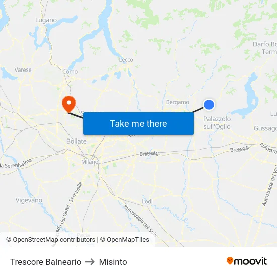 Trescore Balneario to Misinto map