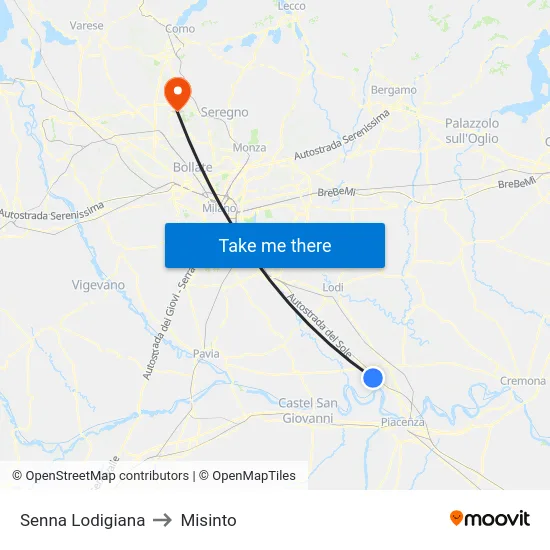 Senna Lodigiana to Misinto map