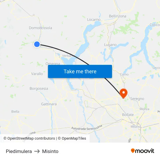 Piedimulera to Misinto map