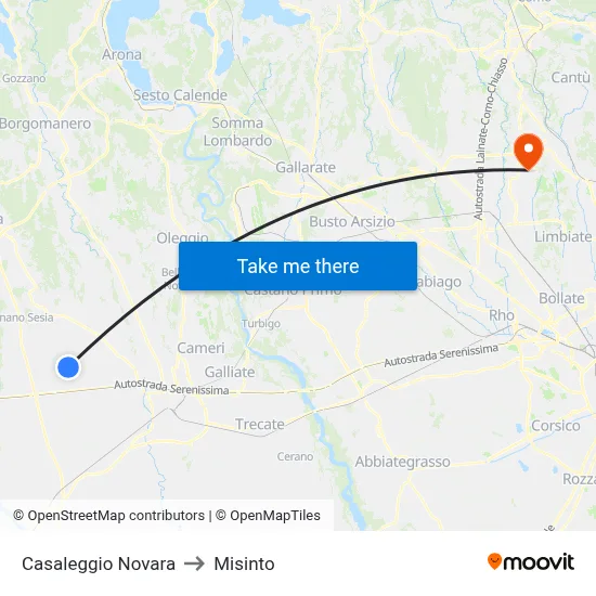 Casaleggio Novara to Misinto map