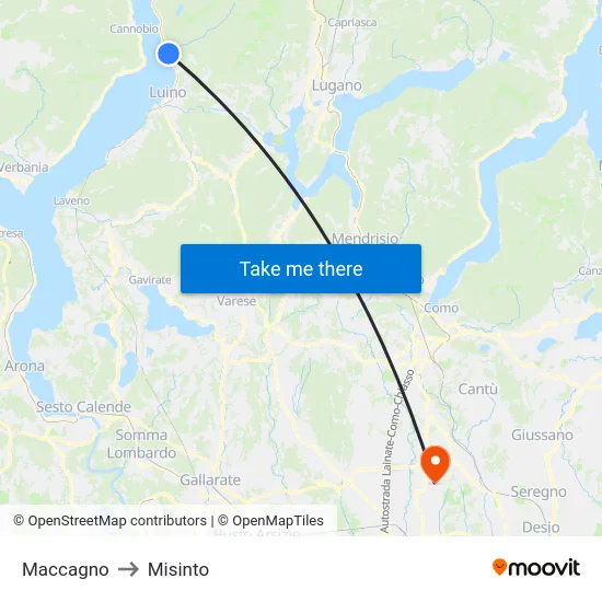 Maccagno to Misinto map