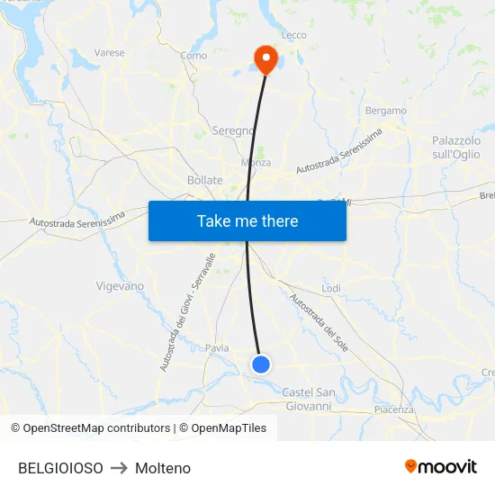 BELGIOIOSO to Molteno map