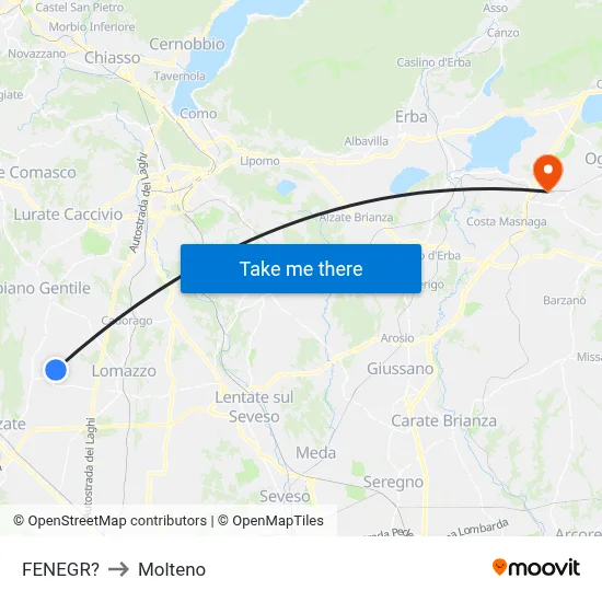 Fenegro to Molteno map