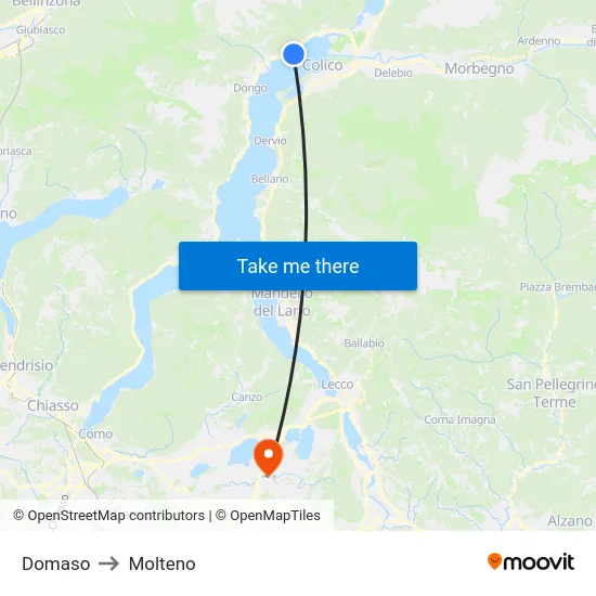 Domaso to Molteno map
