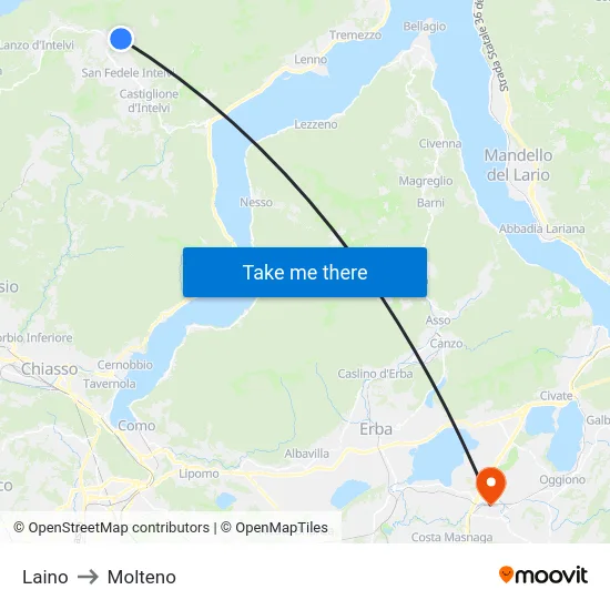 Laino to Molteno map