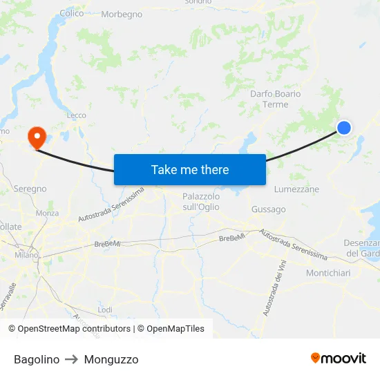Bagolino to Monguzzo map
