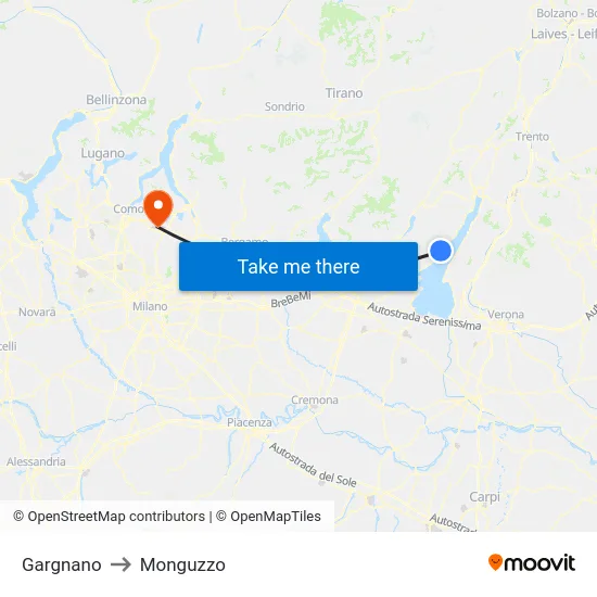 Gargnano to Monguzzo map
