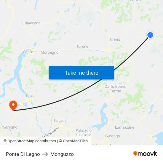 Ponte Di Legno to Monguzzo map