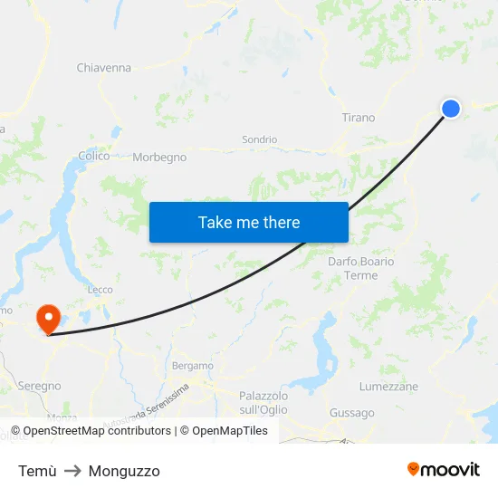 Temù to Monguzzo map