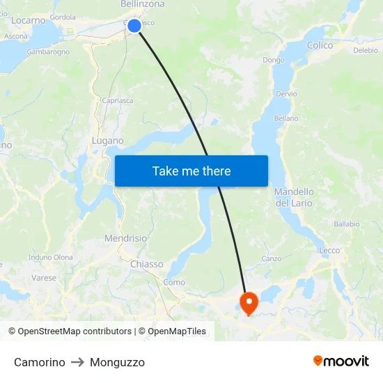 Camorino to Monguzzo map